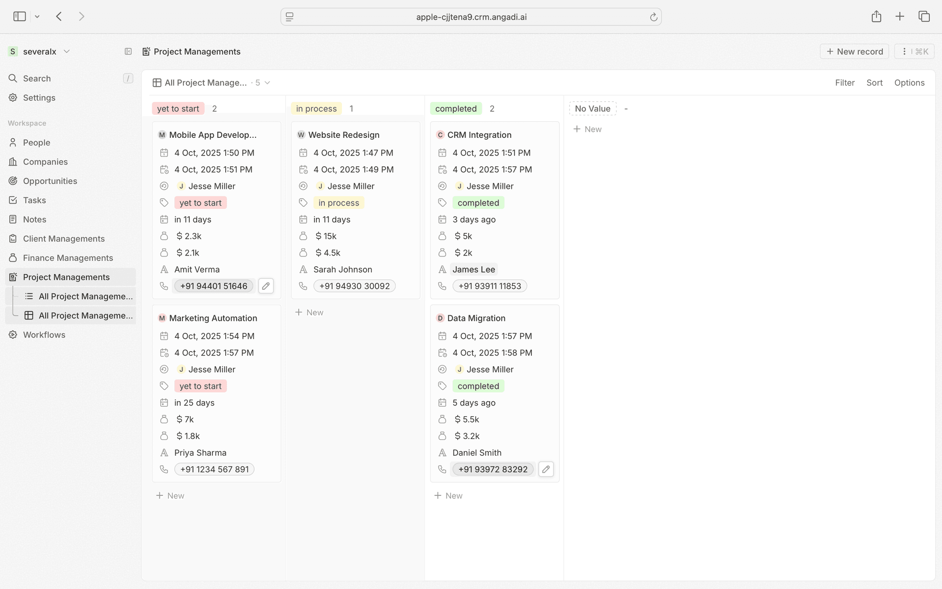 Project Management Dashboard
